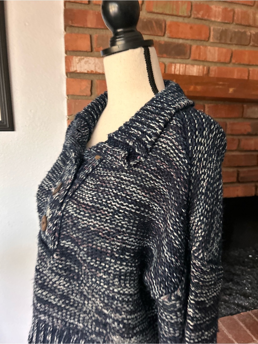 Anthropologie Pilcro Mega Henley Sweater in Navy Blue Sz XS - Picture 7 of 9